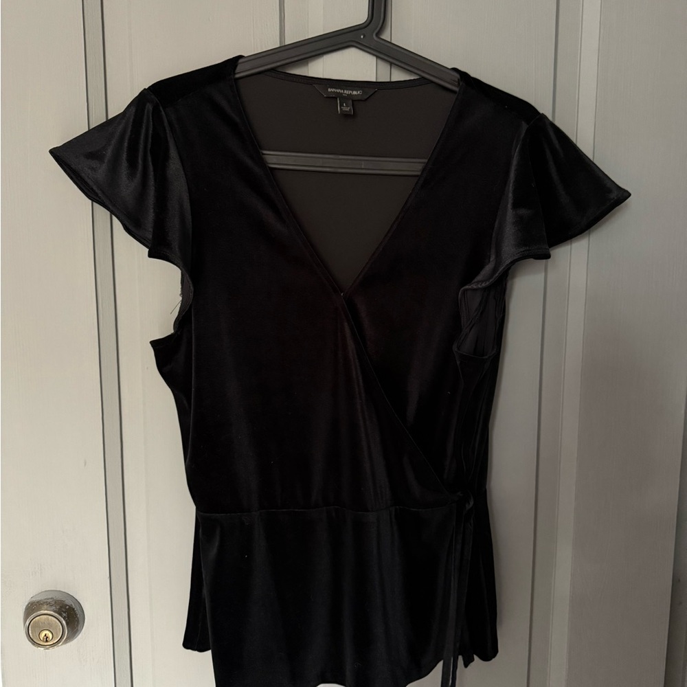 Banana Republic Factory Elegant Black Wrap Top